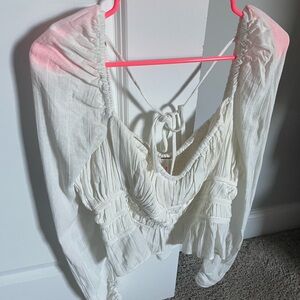 White Ruched Women's Top FREE PEOPLE size Large